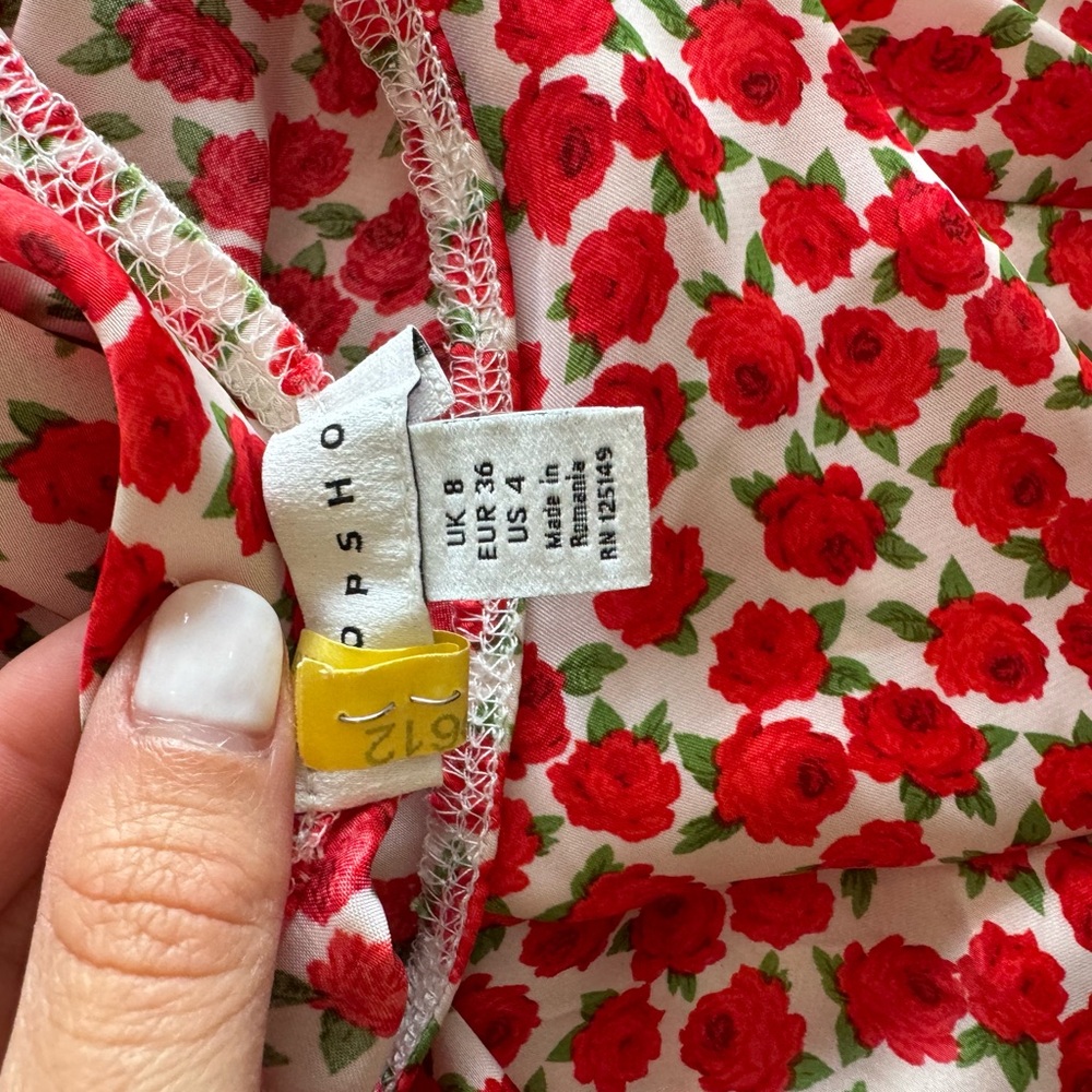 Topshop Red and White A-Line Midi Skirt - Picture 4 of 4